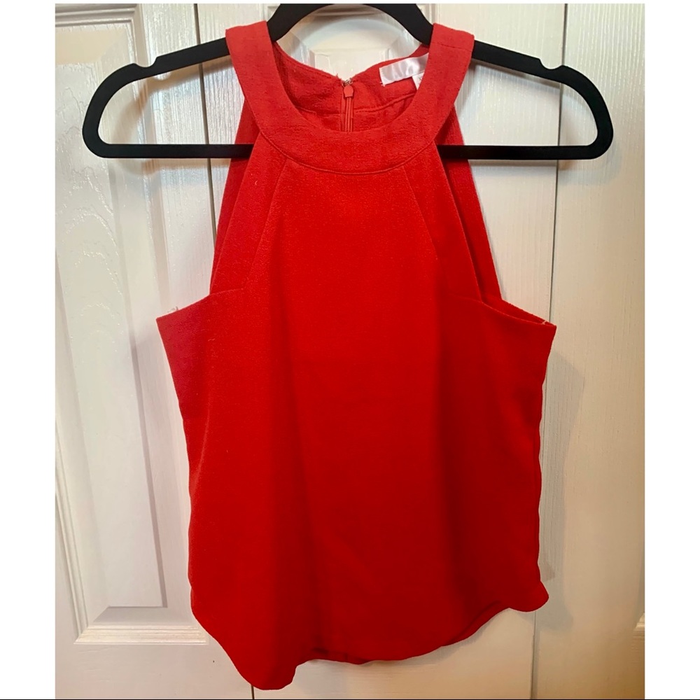J.O.A. XS Red High Neck Sleeveless Top